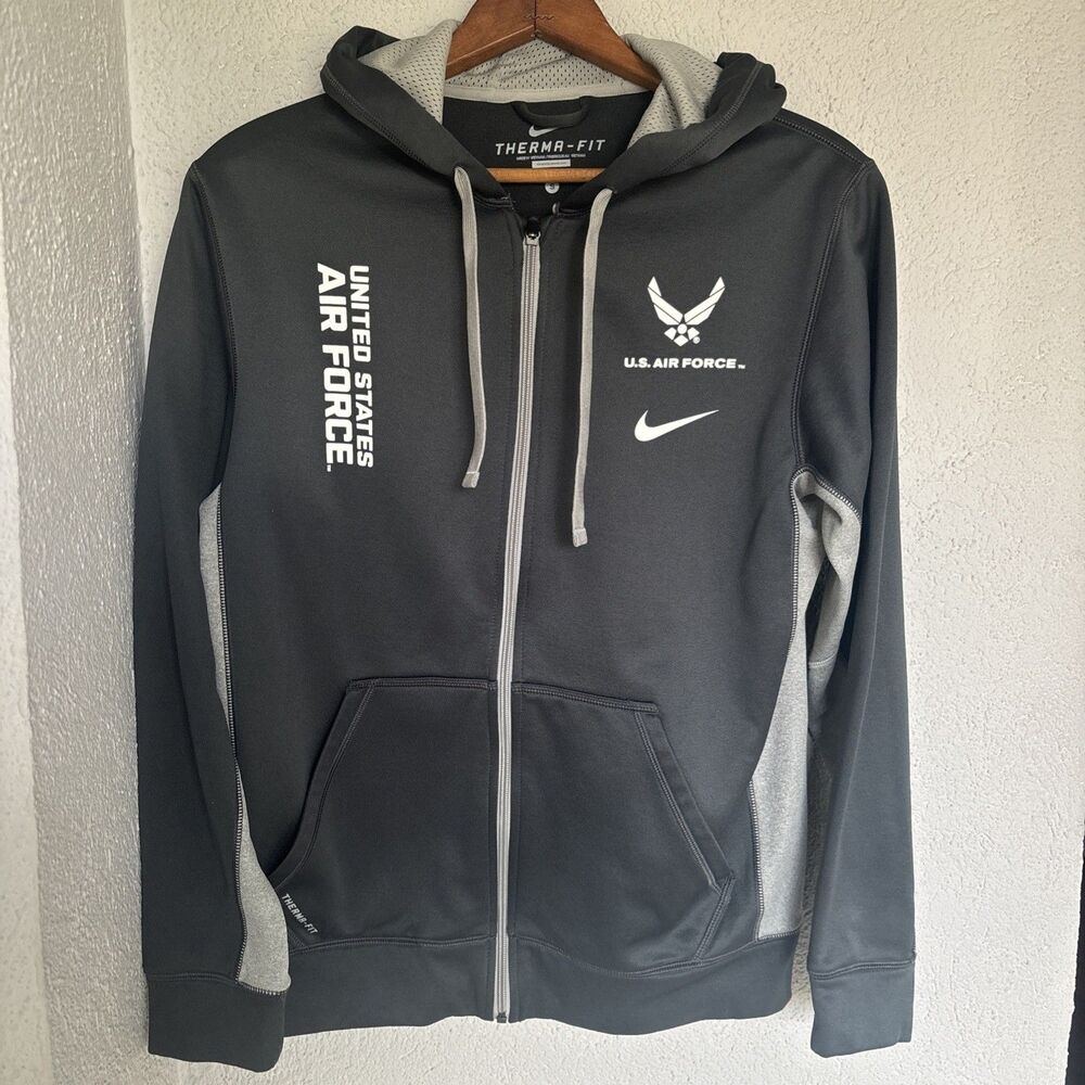 Custom Nike United States Air Force Zip Up Hooded Therma Fit Sweatshirt Small